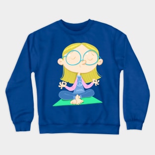 girl with glasses practices yoga Crewneck Sweatshirt